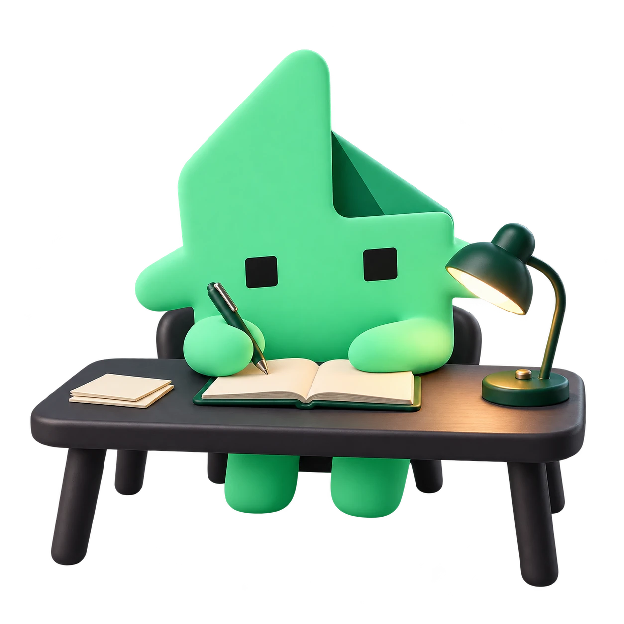 Little Guardian writing answers at a desk